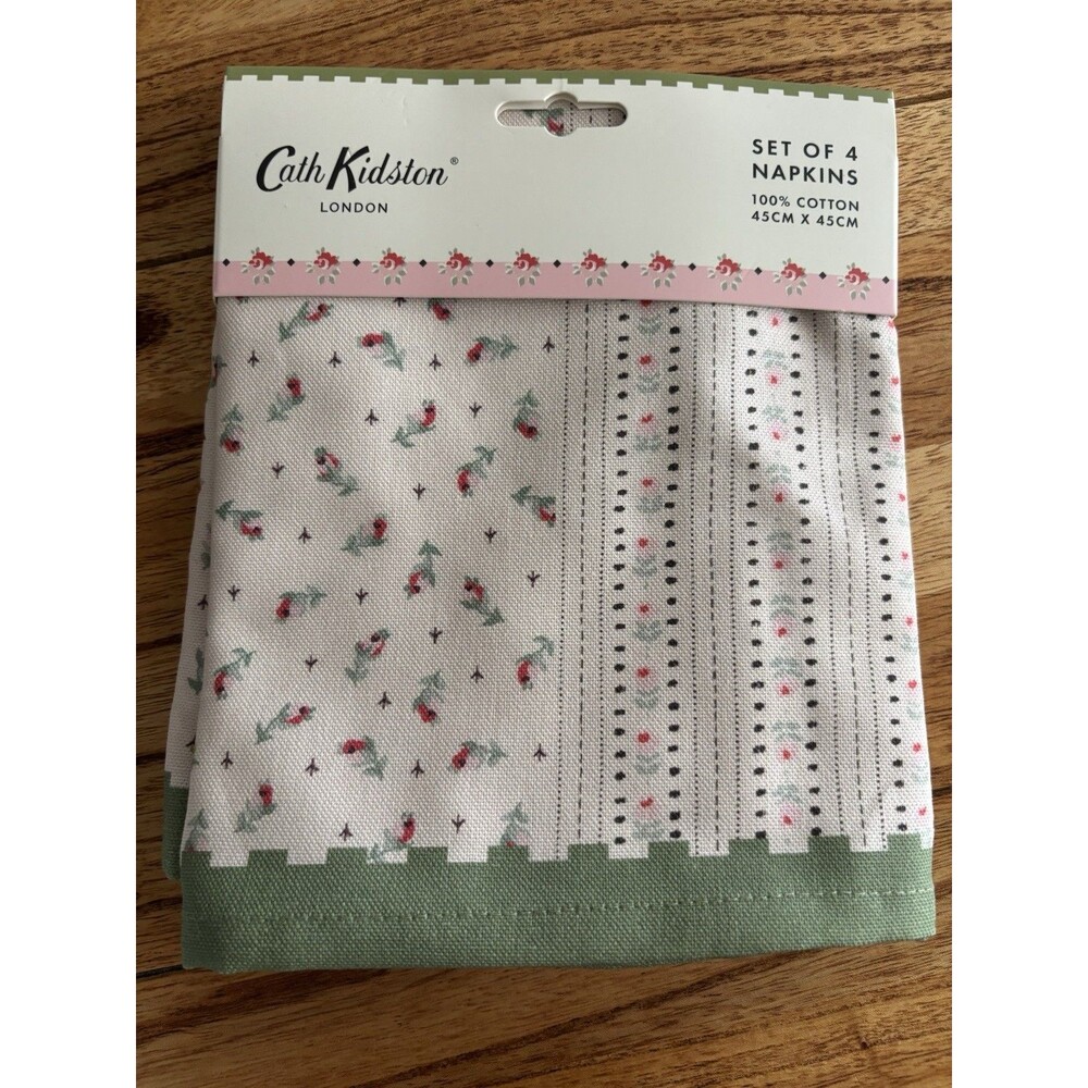 Cath Kidson London Set Of 4 Napkins 100% Cotton Floral Pattern